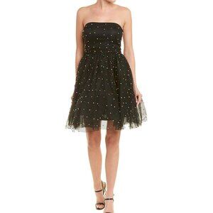 Betsey Johnson Tulle Black Strapless Dress with Multicolor Beaded Accents NWT